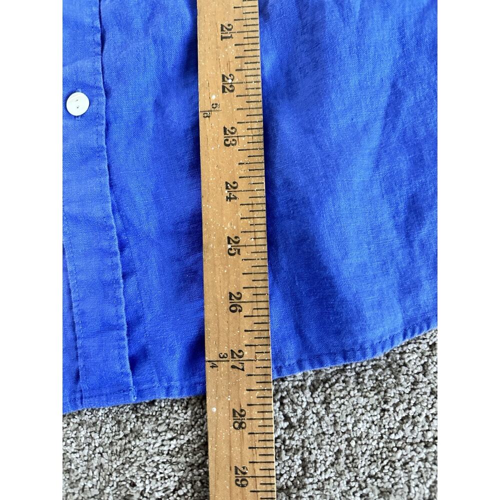L.L. Bean 100% Linen Button Up Shirt Women’s Size L Blue Long Sleeve Roll Tab - Picture 5 of 10